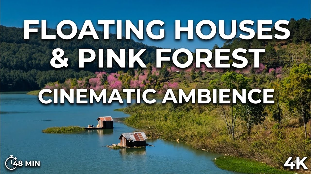 Cinematic Lakeside Living | 48 Min Floating Houses & Pink Forest Ambience | 4K HDR | Oppa Toai