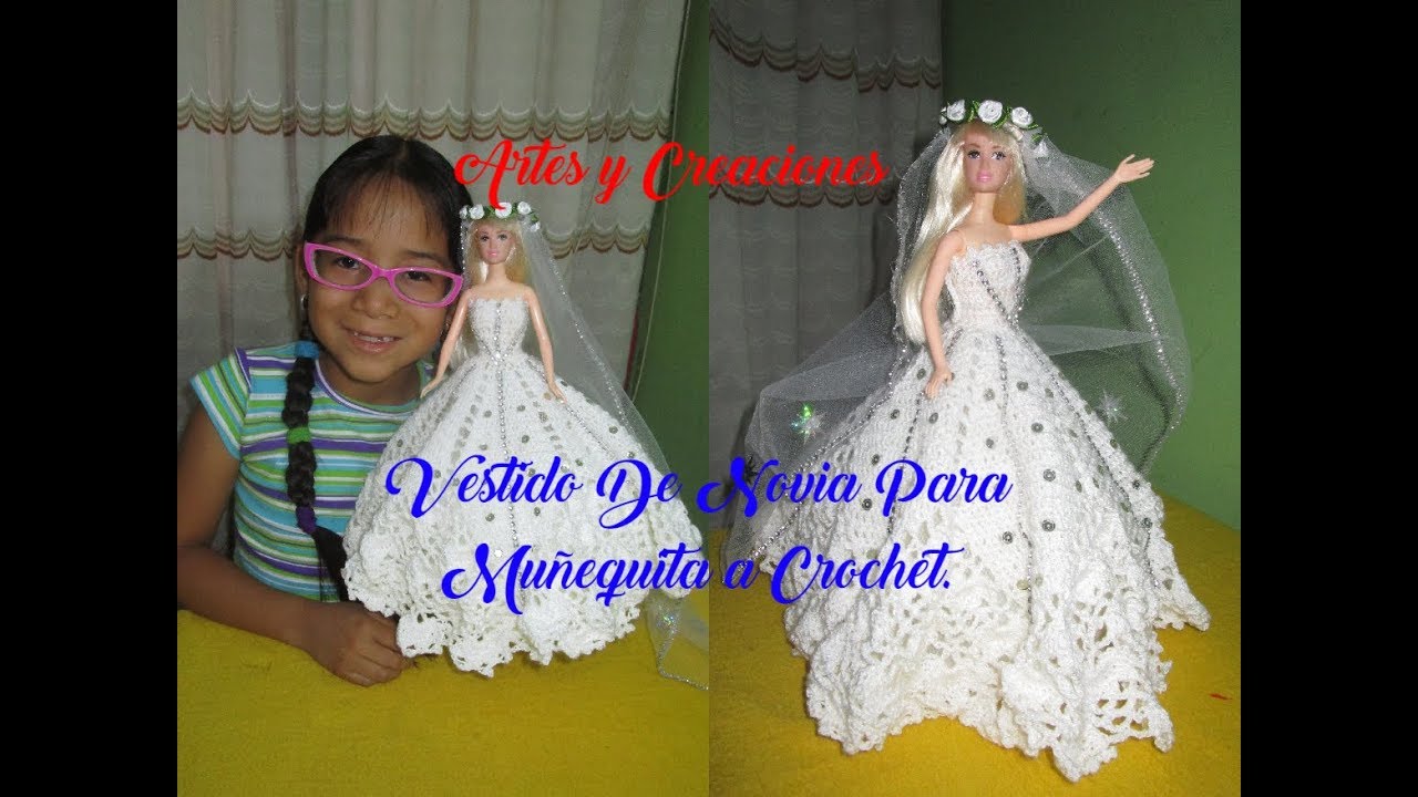 VESTIDO DE NOVIA PARA MUÑEQUITA A CROCHET.