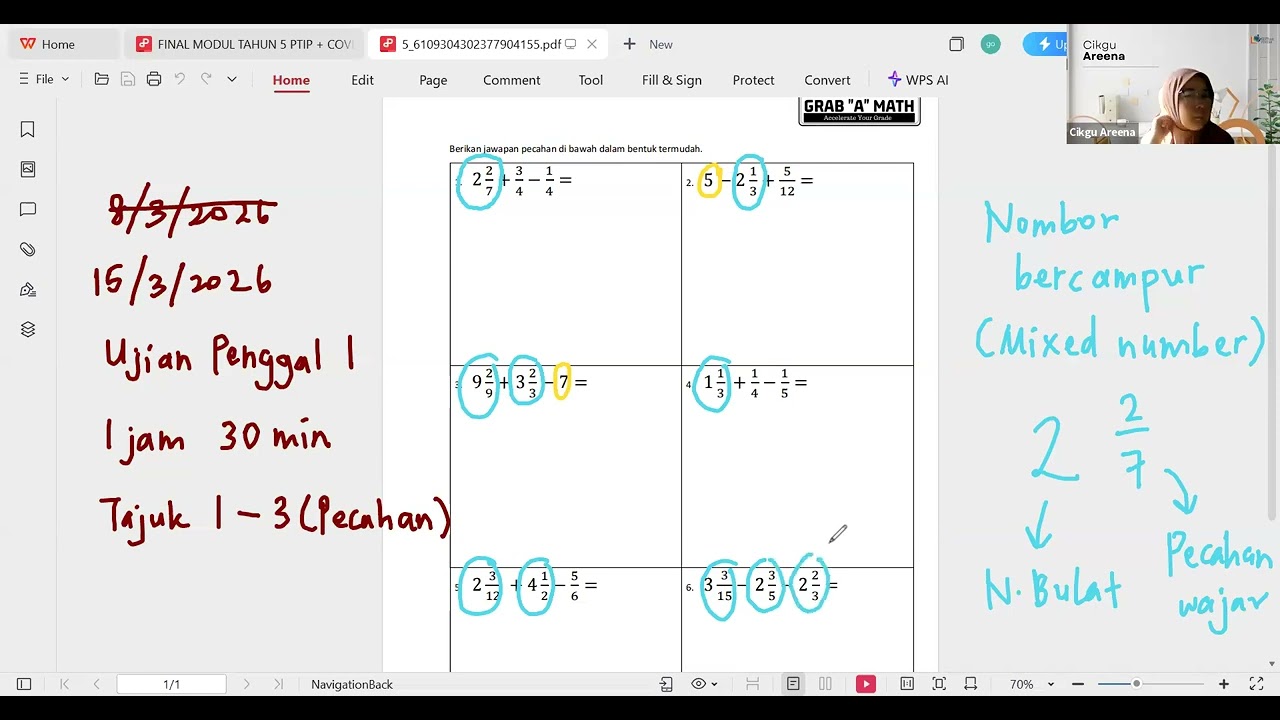 Kelas Matematik Tahun 5 (8/3/26)