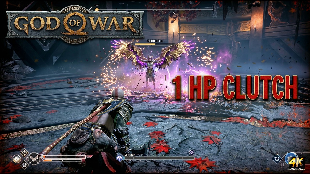 1 HP CLUTCH vs Valkyrie Geirdriful | God of War (2018) 4K