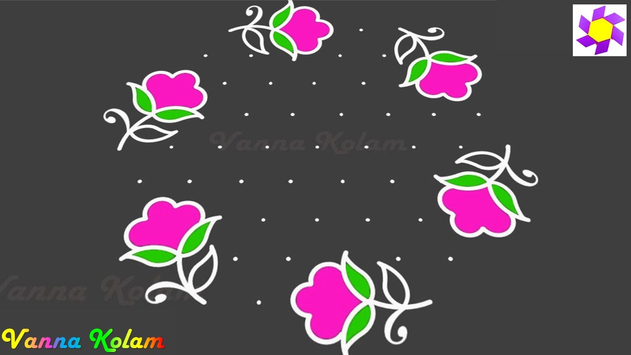 Poo Kolam | Poo Kolam With Dots | பூ கோலம் | பூ கோலங்கள் | புள்ளி கோலம் | Flower Kolam With Dots