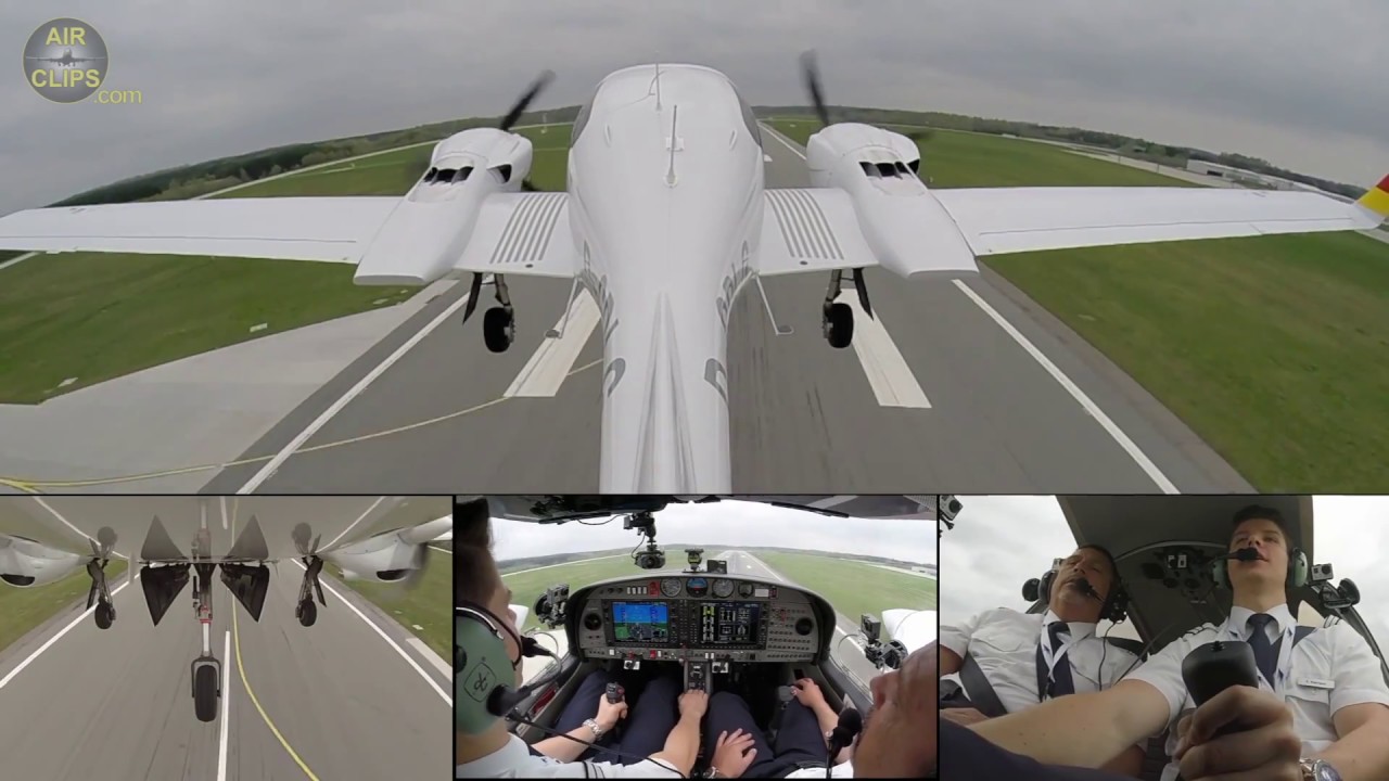 Beautiful Tail-Cam-View: Lufthansa Aviation Training (EFA) DA42 Takeoff from Rostock! [AirClips]
