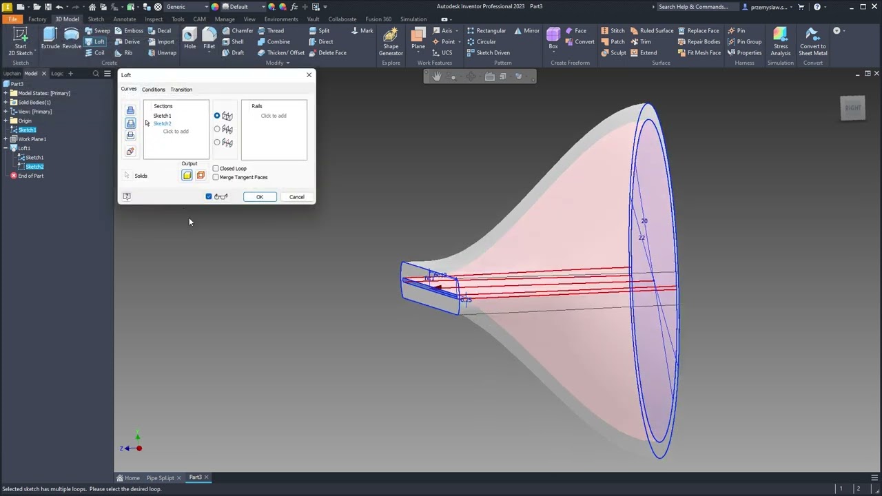 Autodesk Inventor - Splaszczenie Rury