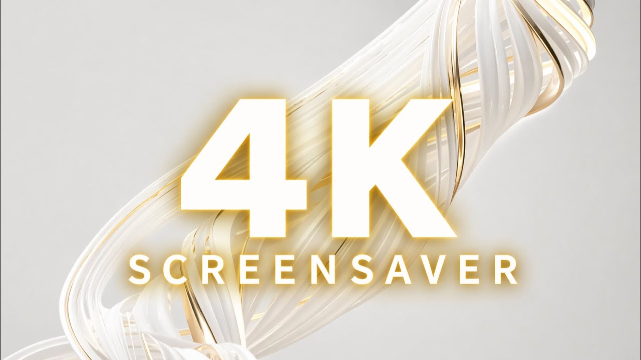 4K Screensaver Loop | White & Gold Silent Background (1 Hour)