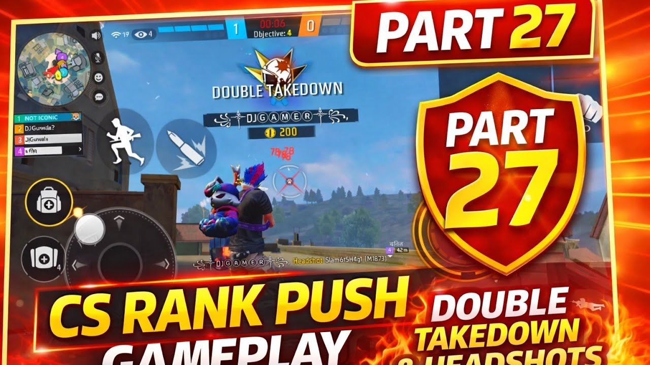 CS Rank Push Gameplay Part 27 🔥 | Double Takedown & Headshots | Free Fire 