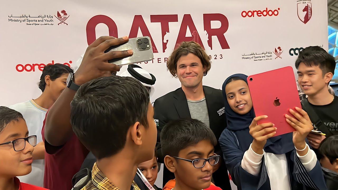 Magnus Carlsen arrives at the Qatar Masters 2023