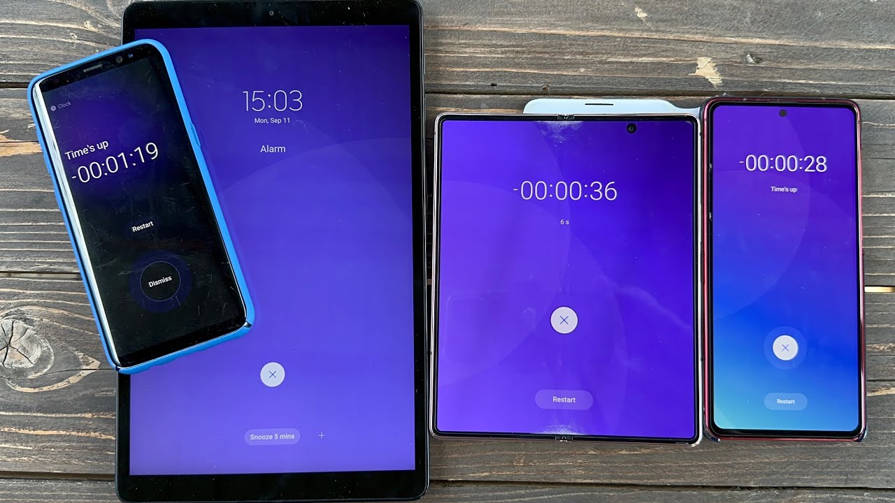 Alarm Clocks vs Timer Samsung Z fold? Vs Galaxy Note 10 vs Galaxy Tab A vs Samsung S8