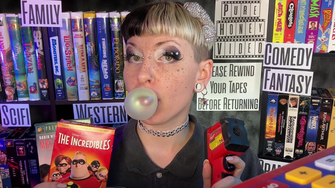 Магазин видео 📼 Ролевая игра в стиле 90-х! Нежный ASMR с жеванием жвачки для сна, расслабления и ...