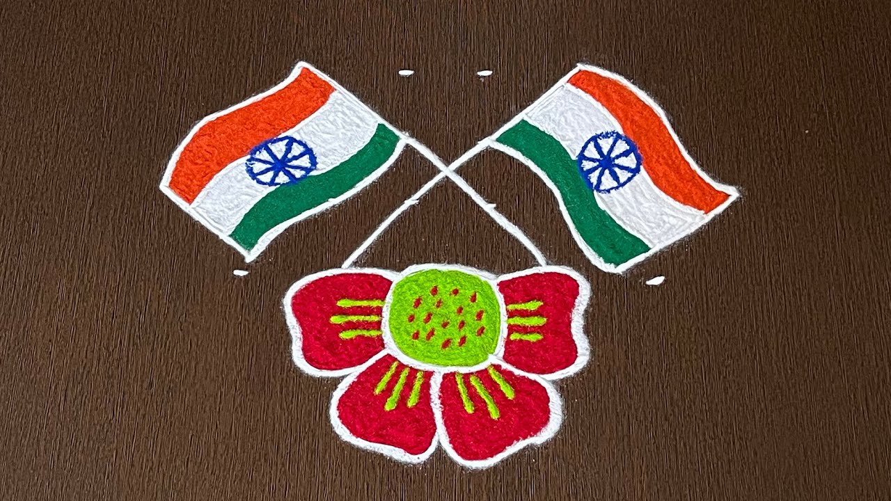 6×2dots Republic Day Special Rangoli Designs | Independence Day Rangoli|Easy Rangoli|#Star Rangoli