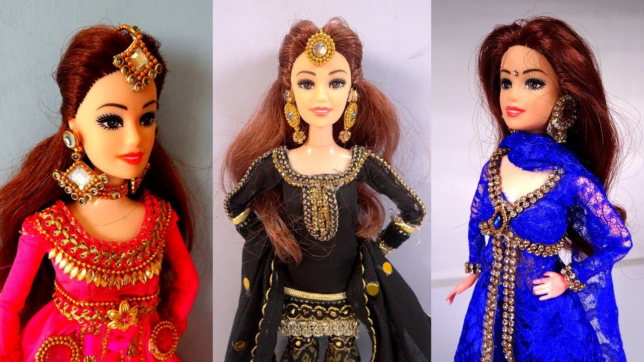 Barbie Salwar Suit Designs | How to Stitch a Salwar Suit for barbie | Barbie Churidar dress