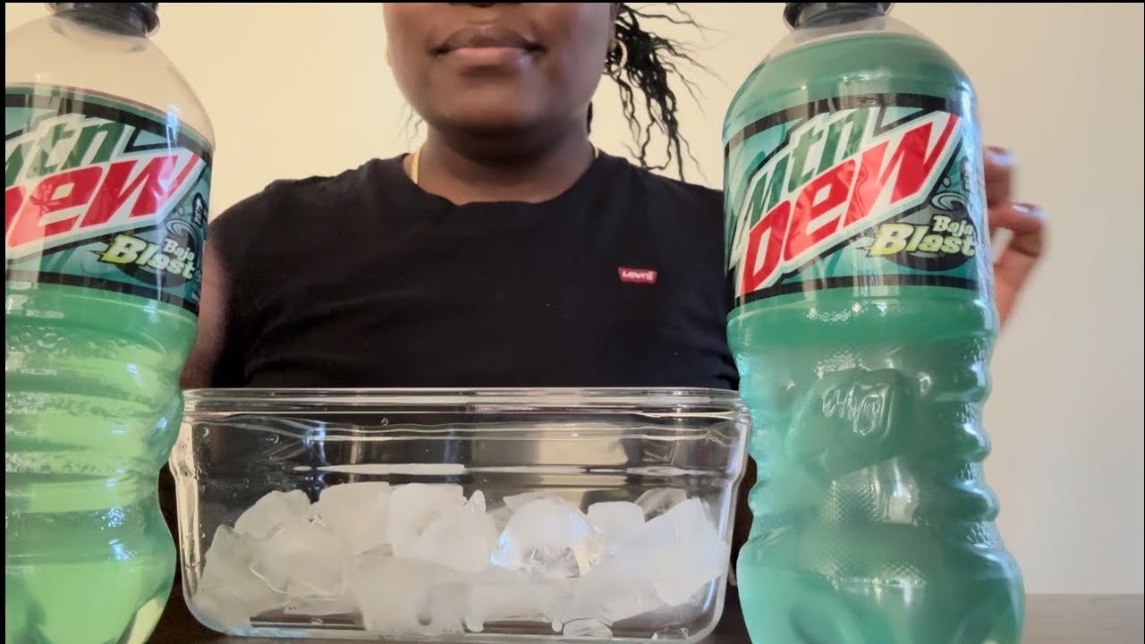 ASMR DRINKING MTN DEW BAJA BLAST AND EXTREME ICE EATING SOUNDS. MUKBANG ( NO TALKING…