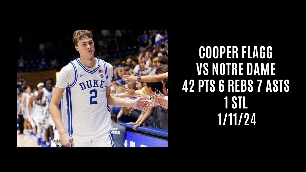 Cooper Flagg vs Notre Dame (42 PTS 6 REBS 7 ASTS 1 STL) 1/11/24