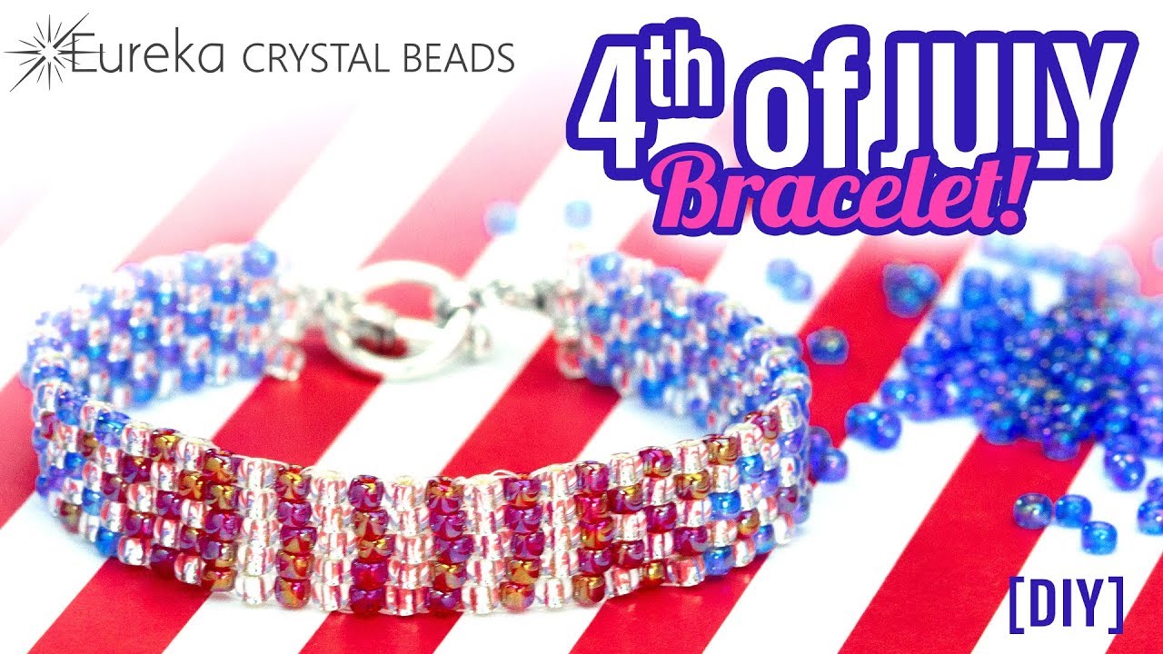 How to make a July Fourth Square Stitch Bracelet with Cymbal Findings