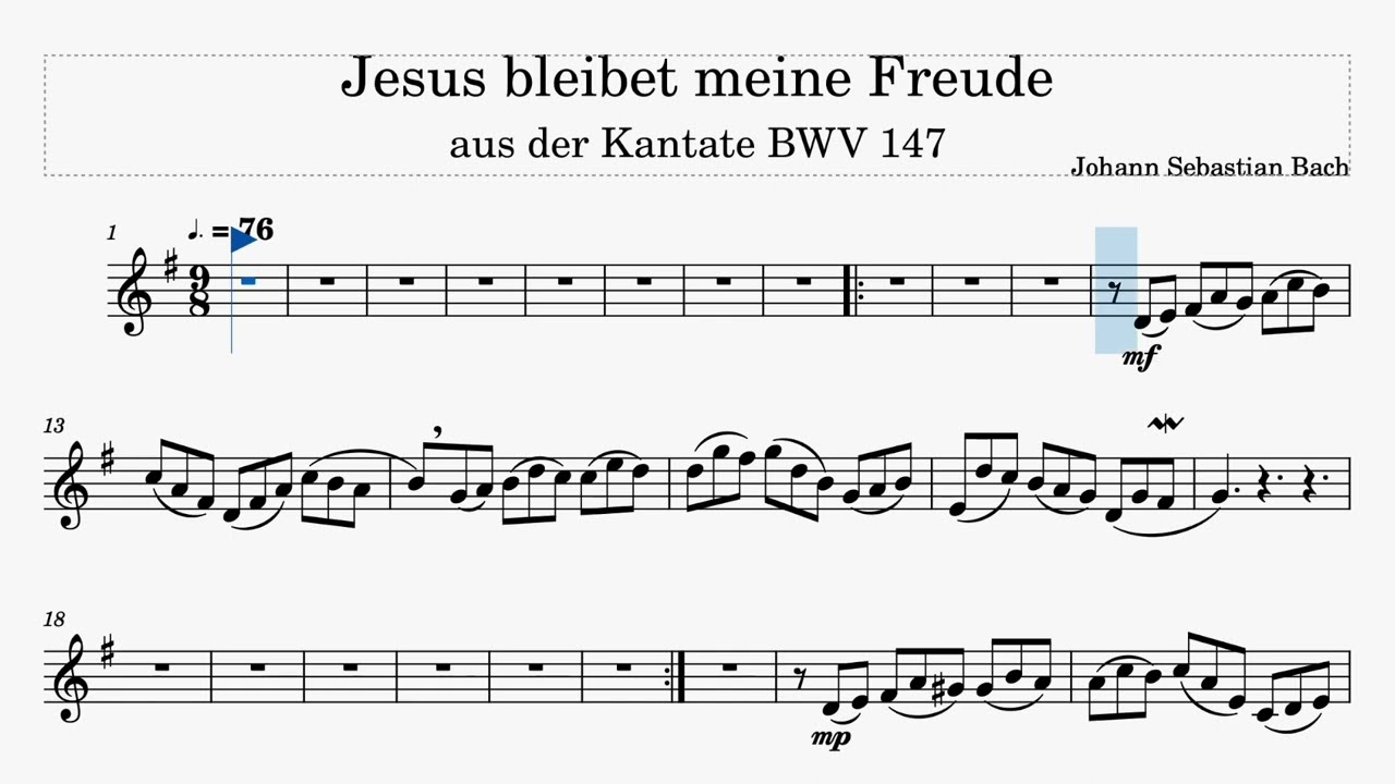 Jesu, Joy of Man's Desiring,  BWV 147 (J.S.Bach) - Duet for Flute & Guitar - Backing Track