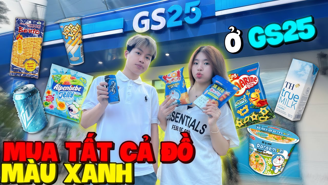 Thử Thách Mua Tất Cả Đồ “ Màu Xanh Dương “ Ở GS25 Cùng Quang Con Và Cái Kết ?