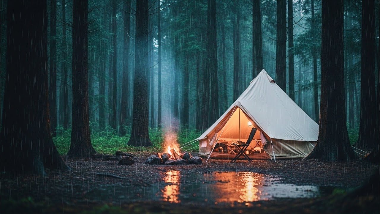 Quiet Solo Camping in Gentle Rain | Cozy Forest ASMR (No Talking) 