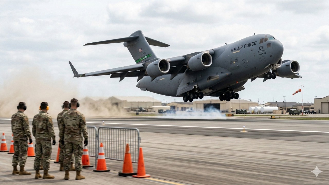 U.S. Air Force C-17 Rapid Launch Drill: Flightline Chaos to Clean Liftoff