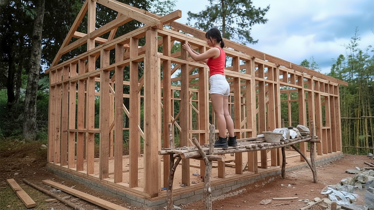 Talented CEO Girl Leaves the City to Build a Stunning Wooden Vacation House | Start to Finish