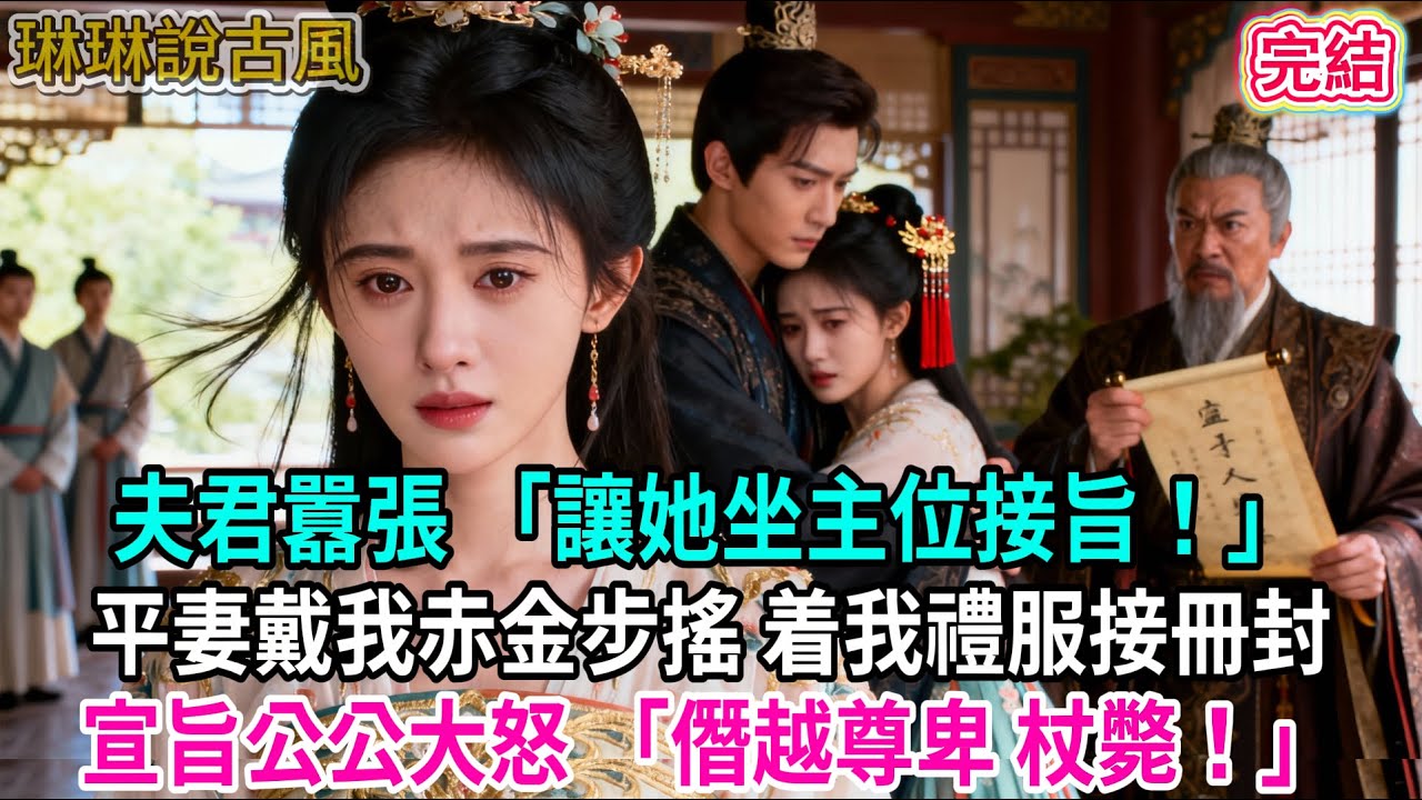 【古言】夫君囂張 「讓她坐主位接旨！」平妻戴我赤金步搖 着我禮服接冊封；宣旨公公大怒 「僭越尊卑 杖斃！」#古言 #爱情 #完結 #前妻 #大女主 #渣男 #綠茶 #打臉