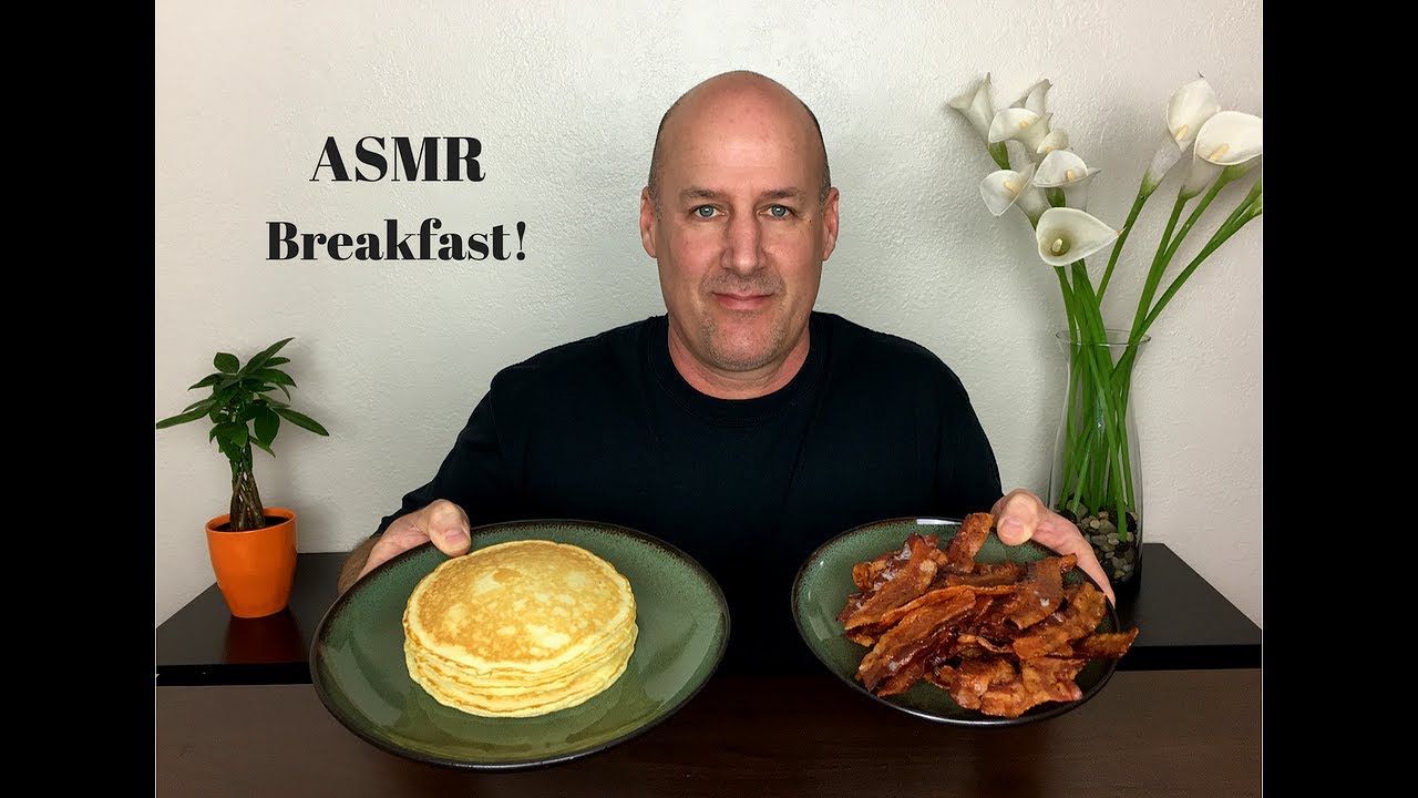 ASMR Eating Pancakes and Bacon~Soft Spoken