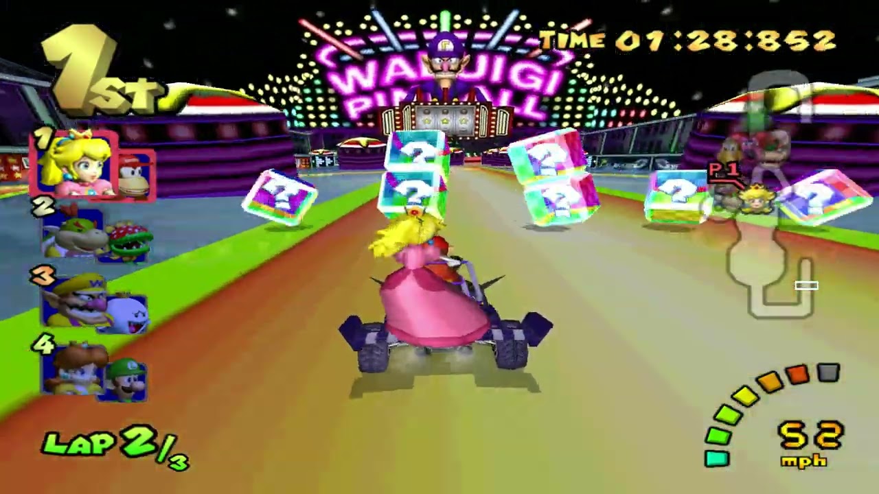 DS Waluigi Pinball - Mario Kart: Double Dash!! (Gamecube) Custom Course 150cc (Peach & Diddy Kong)