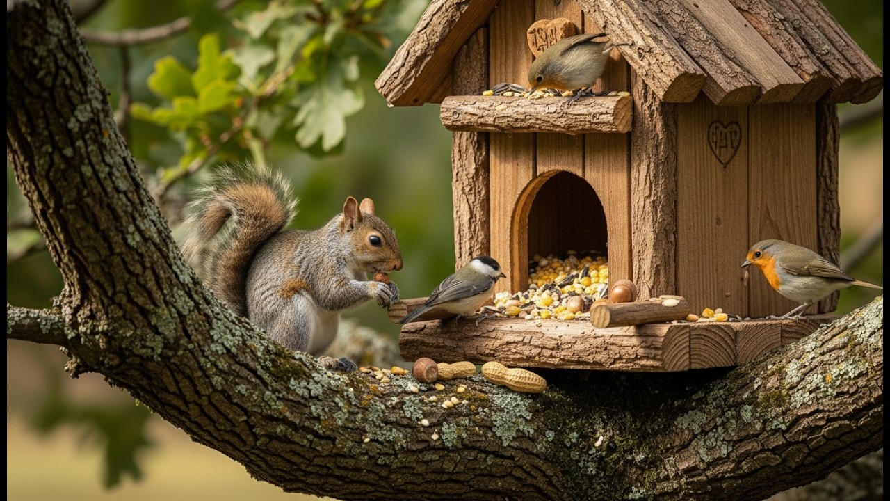 Cat TV ~ Sweet Birds and squirrels in My Garden