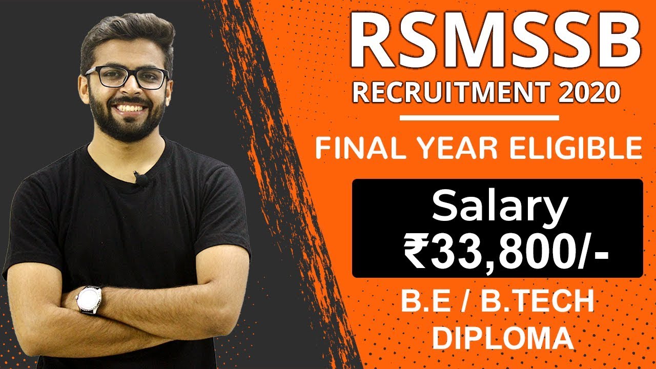 RSMSSB Recruitment 2020 | Salary ₹33,800 | Final year Eligible | Latest Jobs 2020