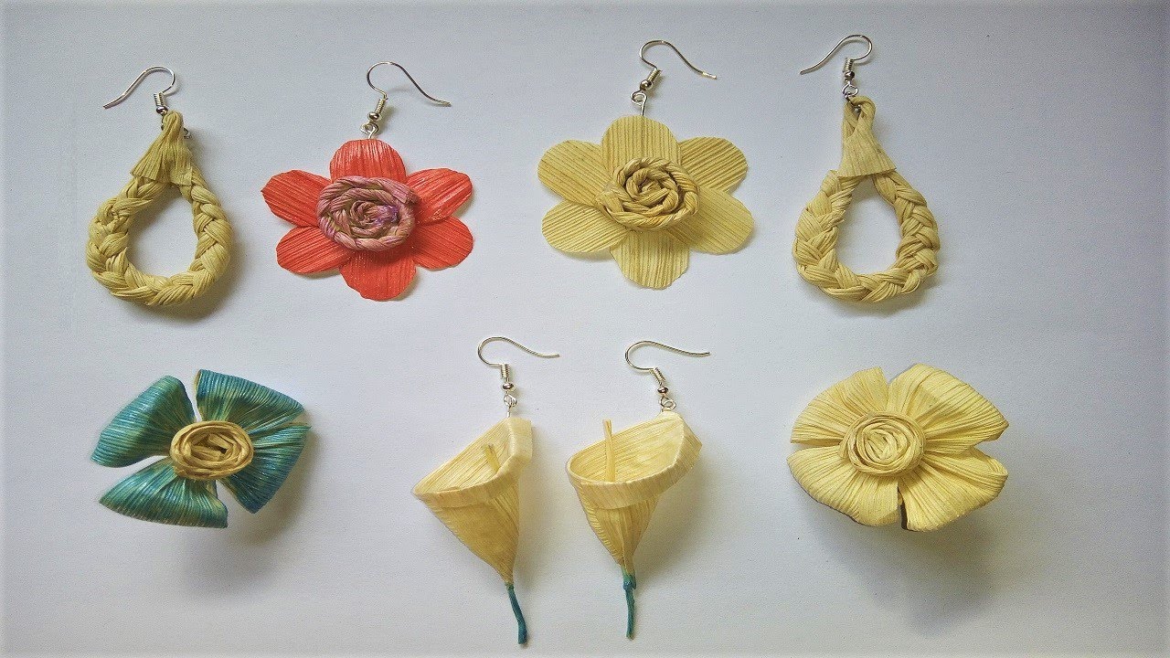 Aretes artesanales con hoja de maíz/earrings corn husk crafts