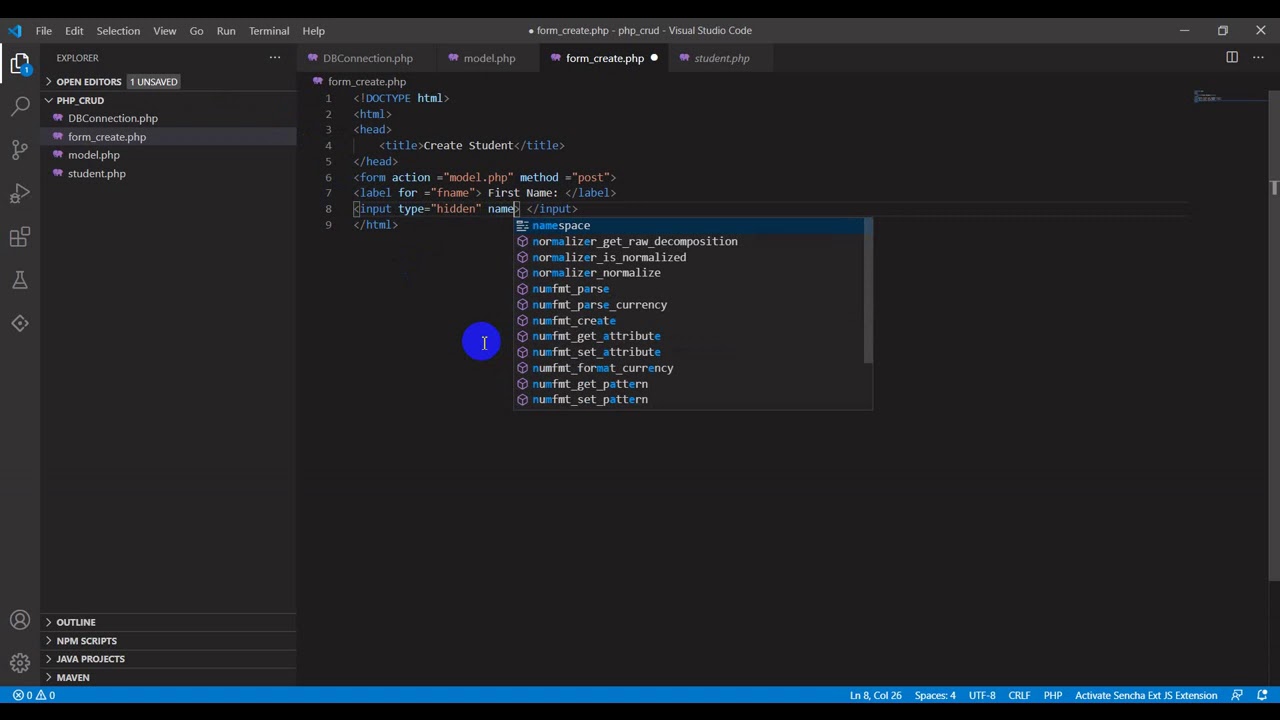 How to create data from PHP to MySQL database