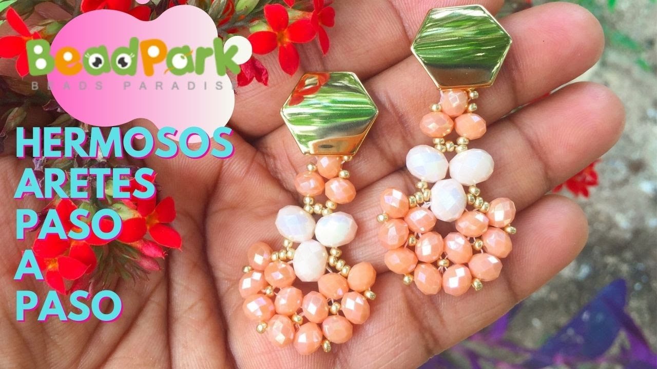 HERMOSOS ARETES DE BISUTERIA CON CRISTALES Y MOSTACILLAS PASO A PASO / CON BEADPARK