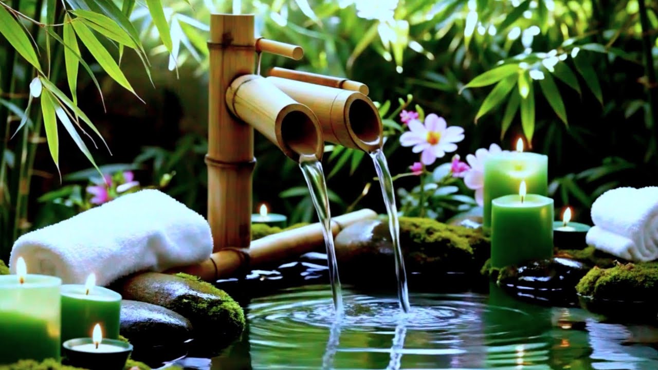 Relaxing Water Fountain Sounds with Soft Piano Music | Peaceful Zen Spa Ambience