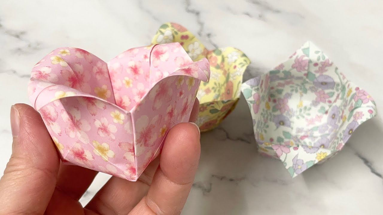 DIY 花型紙盒 | 簡單摺出美麗的花朵紙盒 | 紙盒 | 摺紙 | 愉樂生活 | origami box | 折り紙ボックス