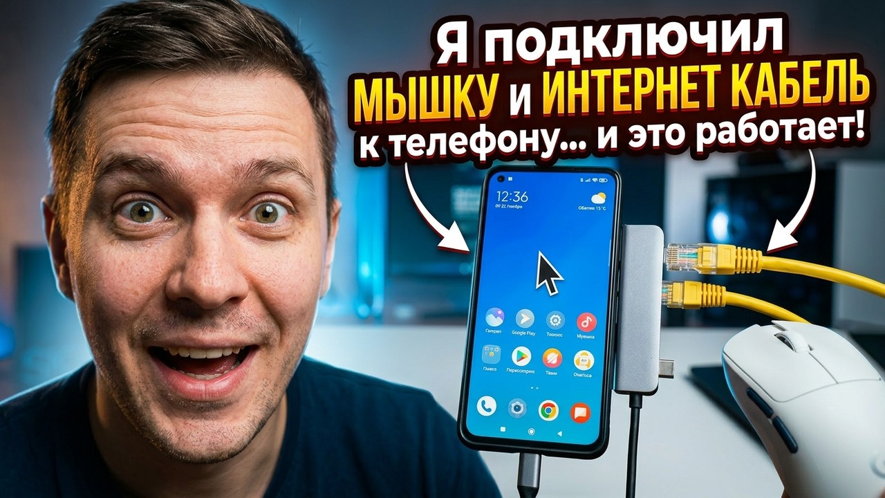 Я подключил МЫШКУ и ИНТЕРНЕТ КАБЕЛЬ к телефону&hellip; и это работает!