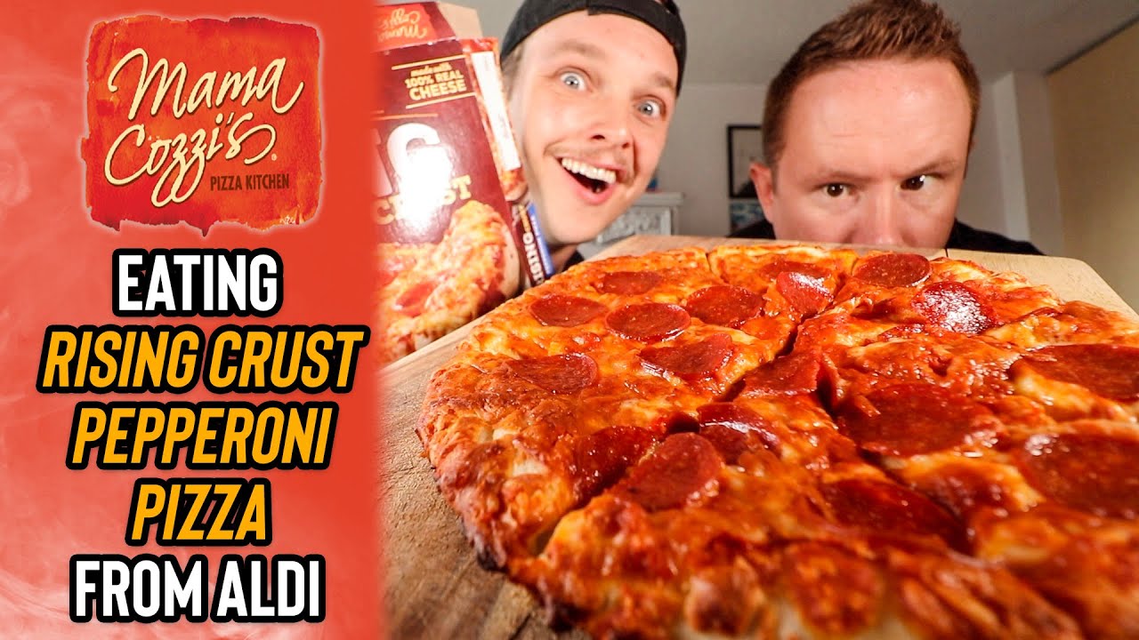 Eating Mama Cozzi's Rising Crust Pepperoni Pizza from Aldi 🍕