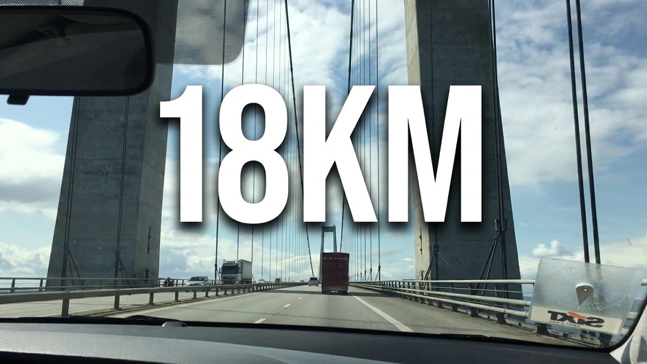 Crossing the 18km Storebælt Bridge in Denmark Good View for Anxiety Sufferers or Gephyrophobia