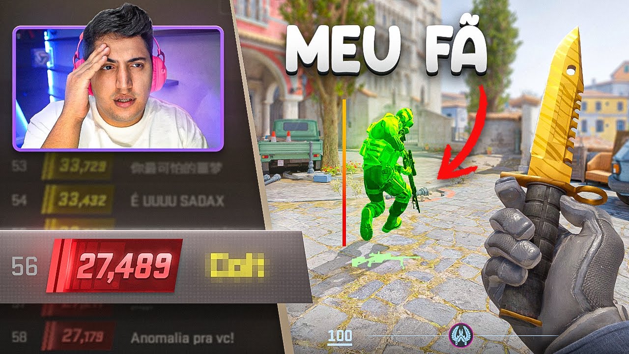 Comprei uma CONTA LVL 27.000 no PREMIER DO CS 2 e ENCONTREI UM FÃ USANDO HACK na partida