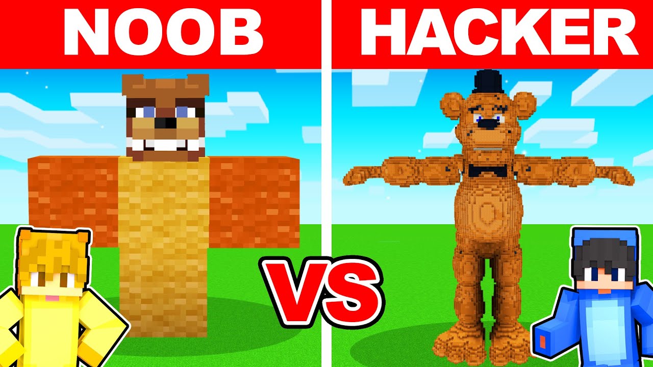 NOOB vs HACKER: Freddy Fazbear Build Challenge!