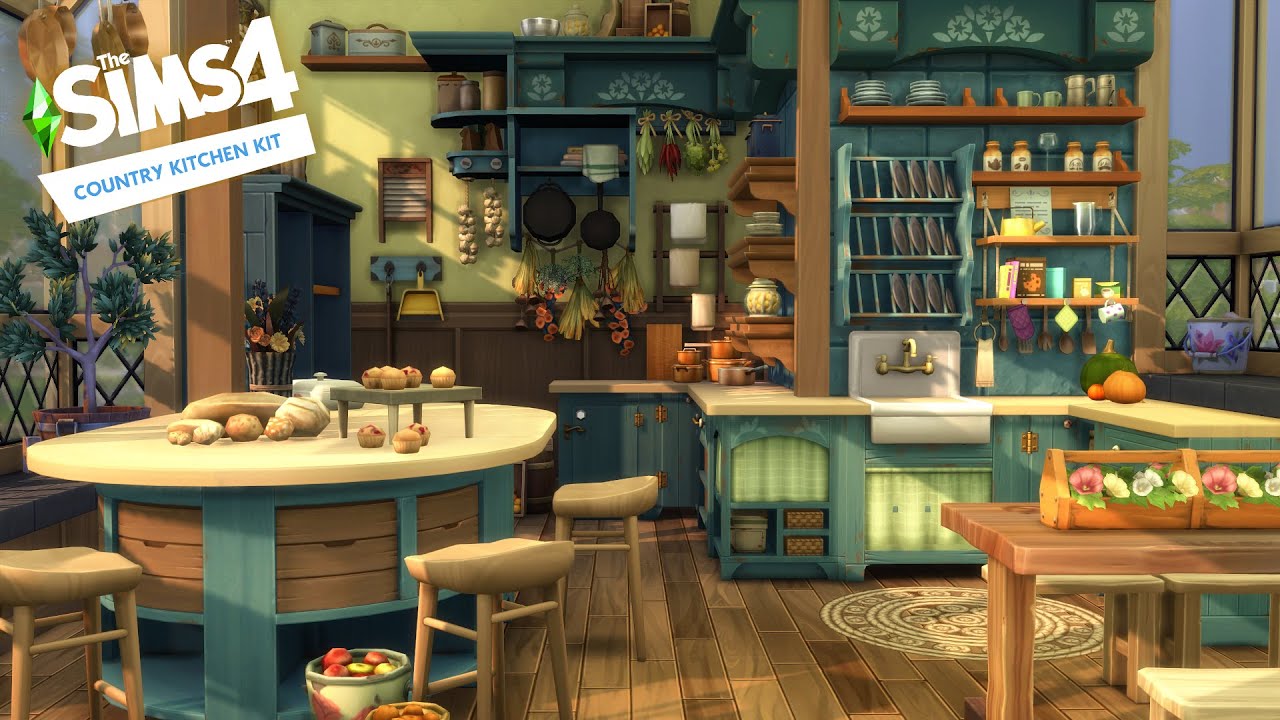 A Country Kitchen Kit Themed Cluttered Room | The Sims 4 Stop Motion Speed Build | No CC