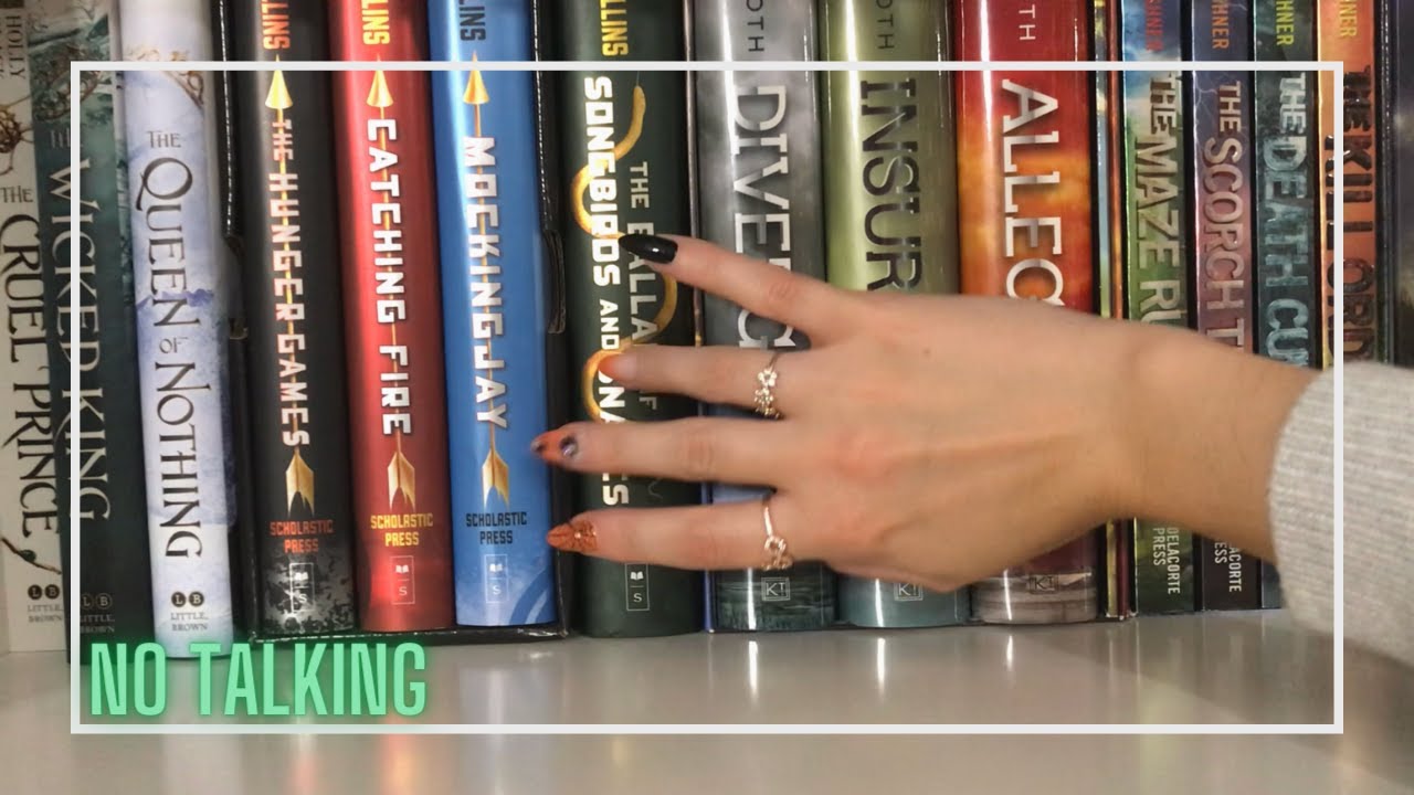 ASMR Bookshelf Tour📚 ~ Book, Spine sounds ~ Tapping & Scratching ~ No Talking