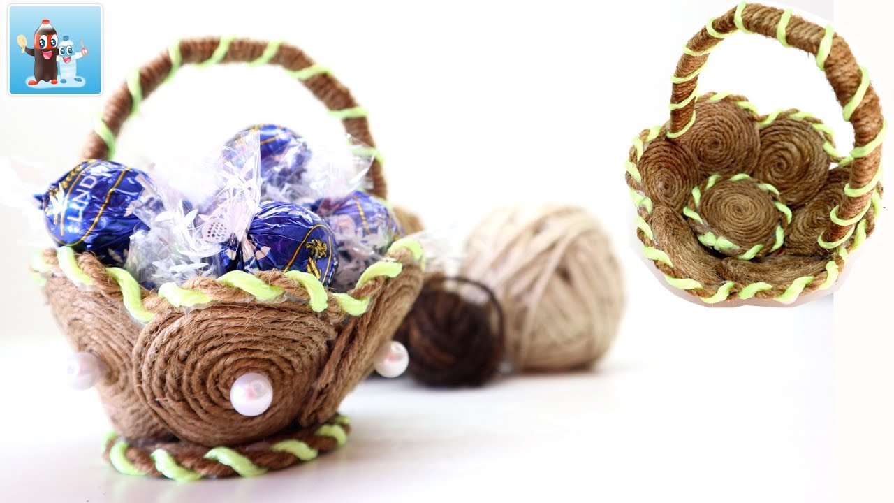 Handmade Basket DIY Ideas from Jute Twine Rope Art and Craft