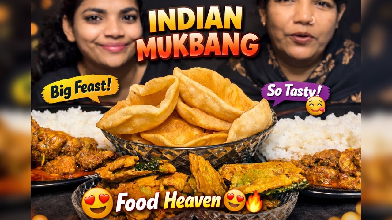 Spicy Chicken Curry Rice & Puri Mukbang 🔥 Full Desi Feast #mukbang #viral 