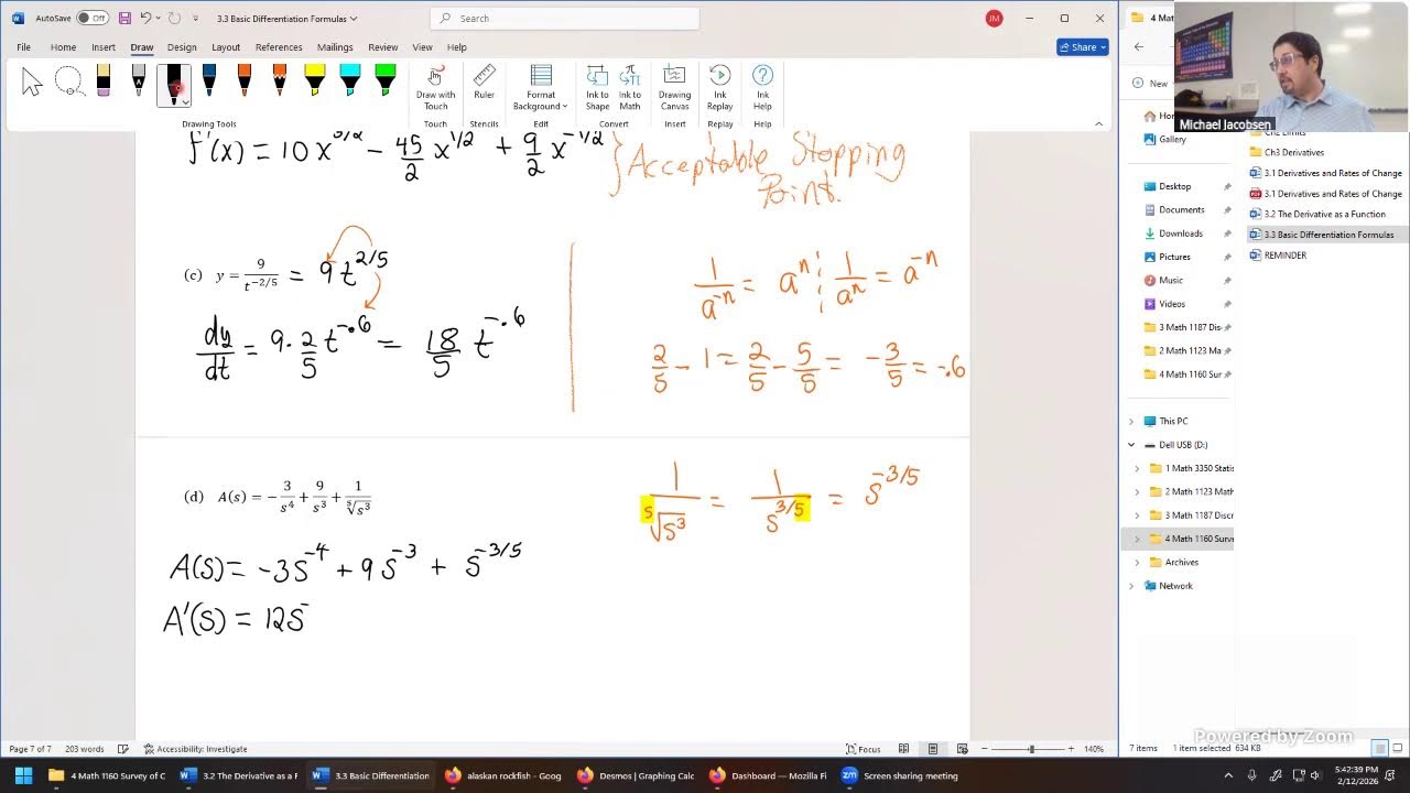 Math 1160 - 12 February 2026 - Sections 3.2, 3.3