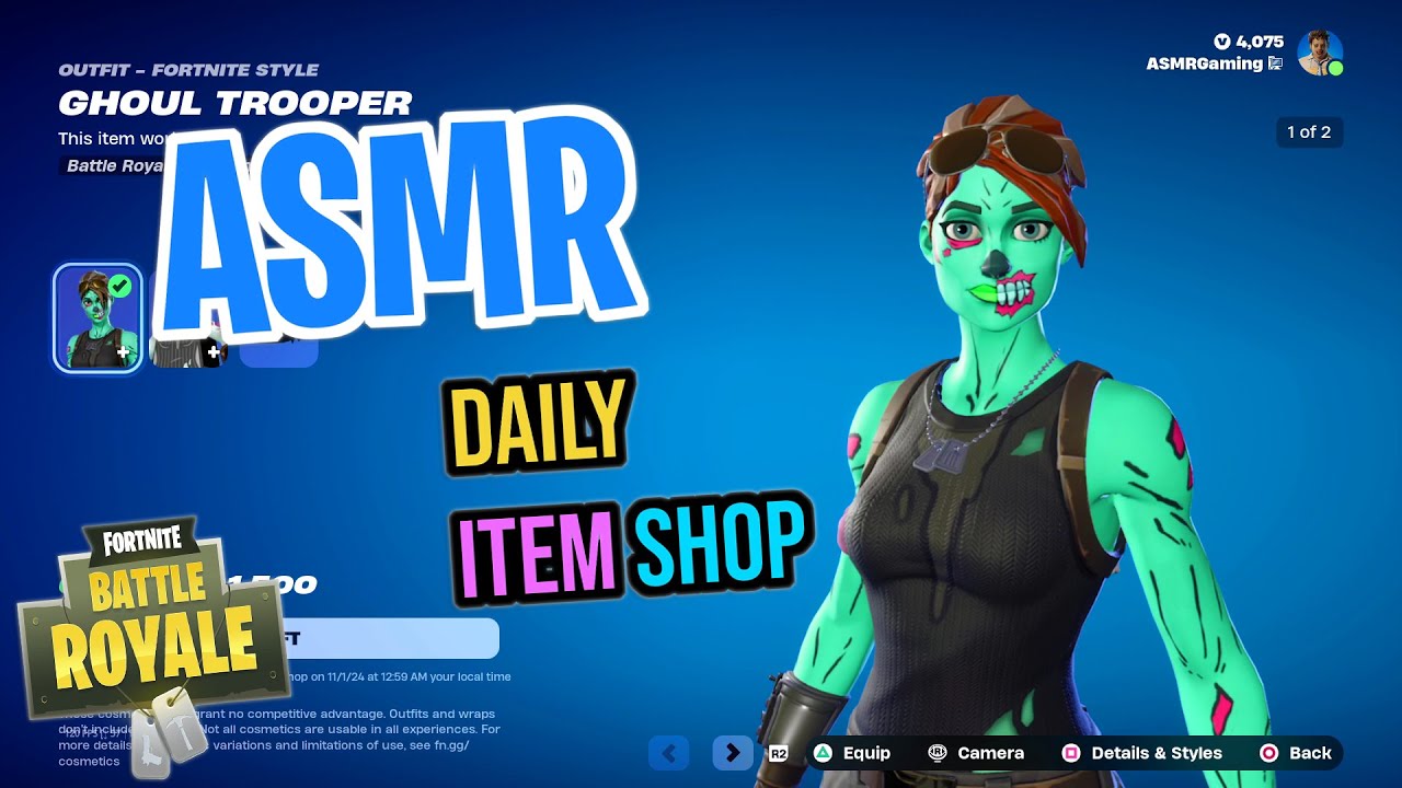 ASMR Fortnite Ghoul Trooper Skin Is Back! Daily Item Shop 🎮🎧 Relaxing Whispering 😴💤