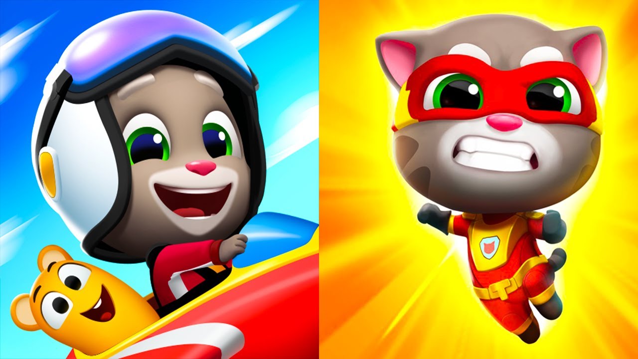 Talking Tom Sky Run vs Talking Tom Hero Dash Gameplay Virtual Pet Simulator