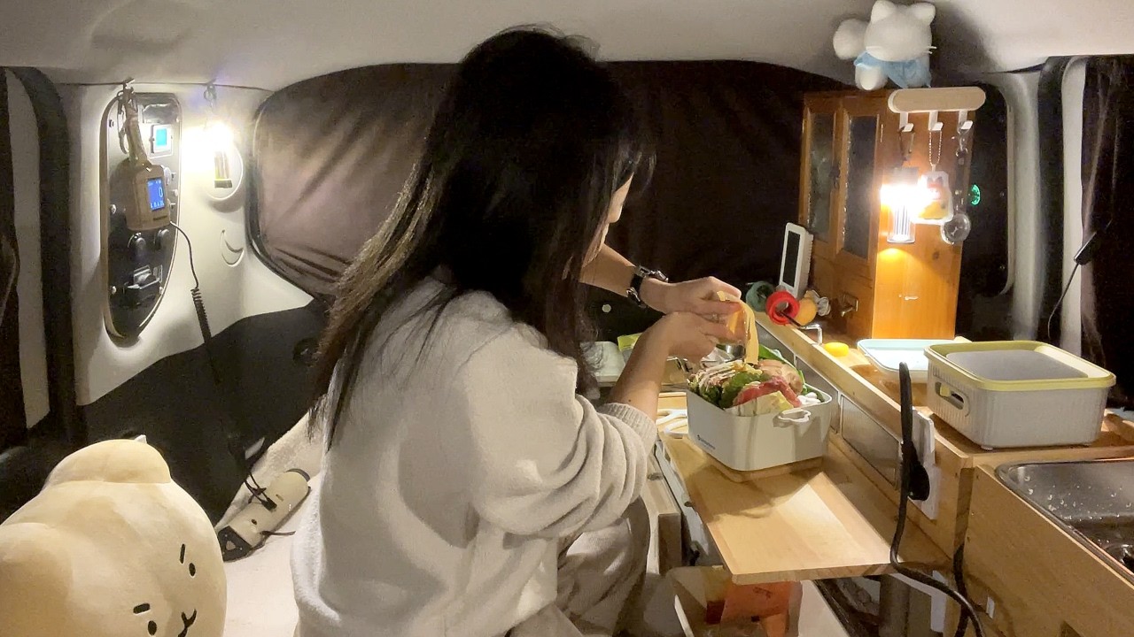 상주 경천섬에서 차박하며 밀푀유나베, 과자의 집 만들기  🚙💨