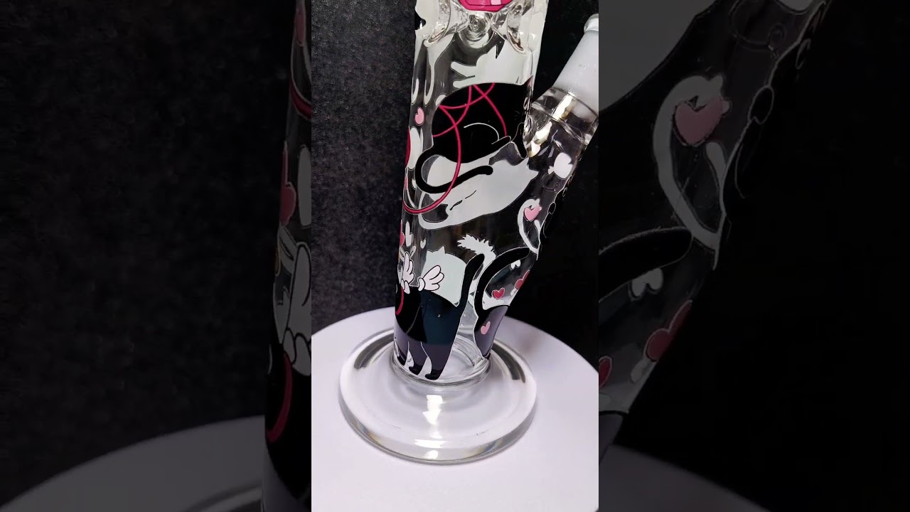 10&Prime; Cute Black Cat Glass Straight Tube Bong