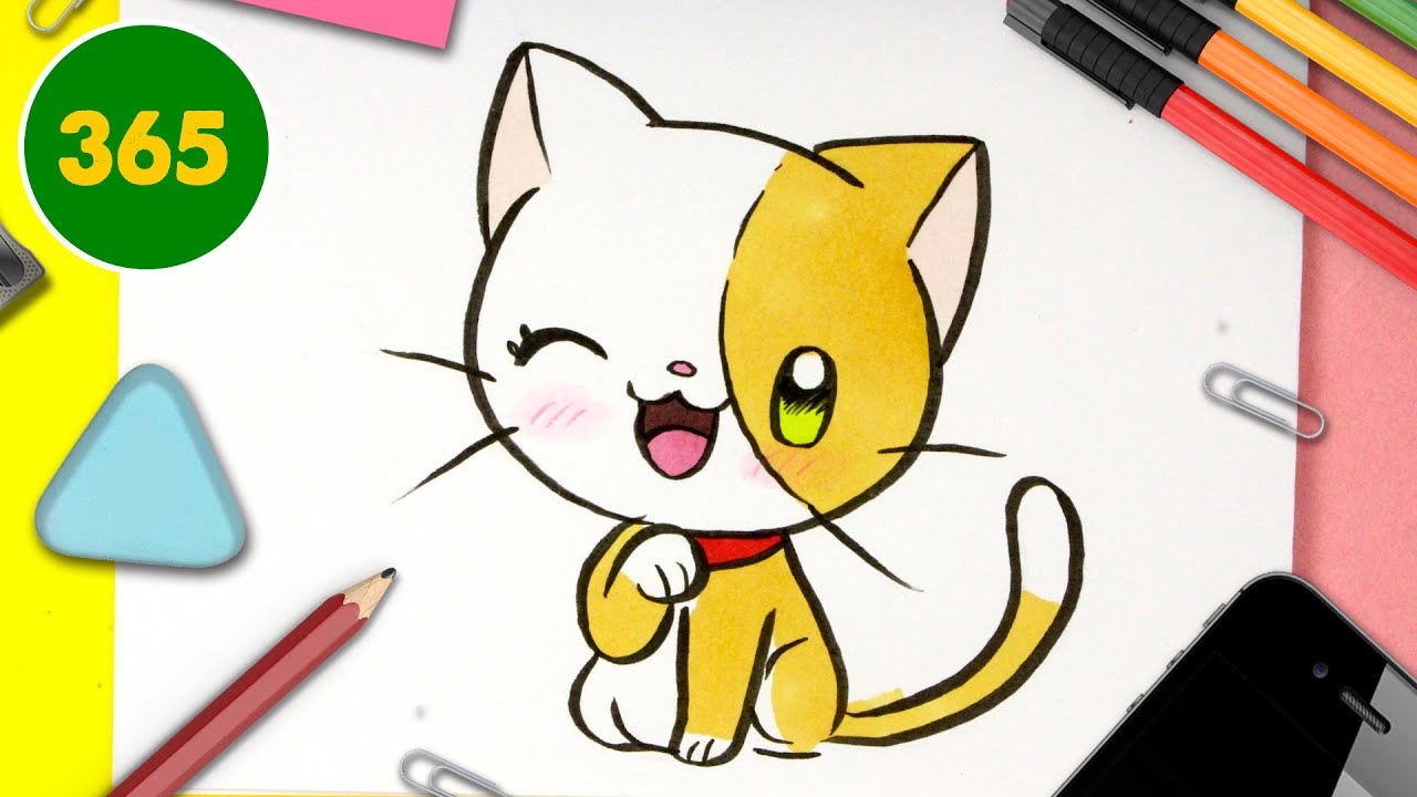 COME DISEGNARE GATTO KAWAII- Come disegnare animali