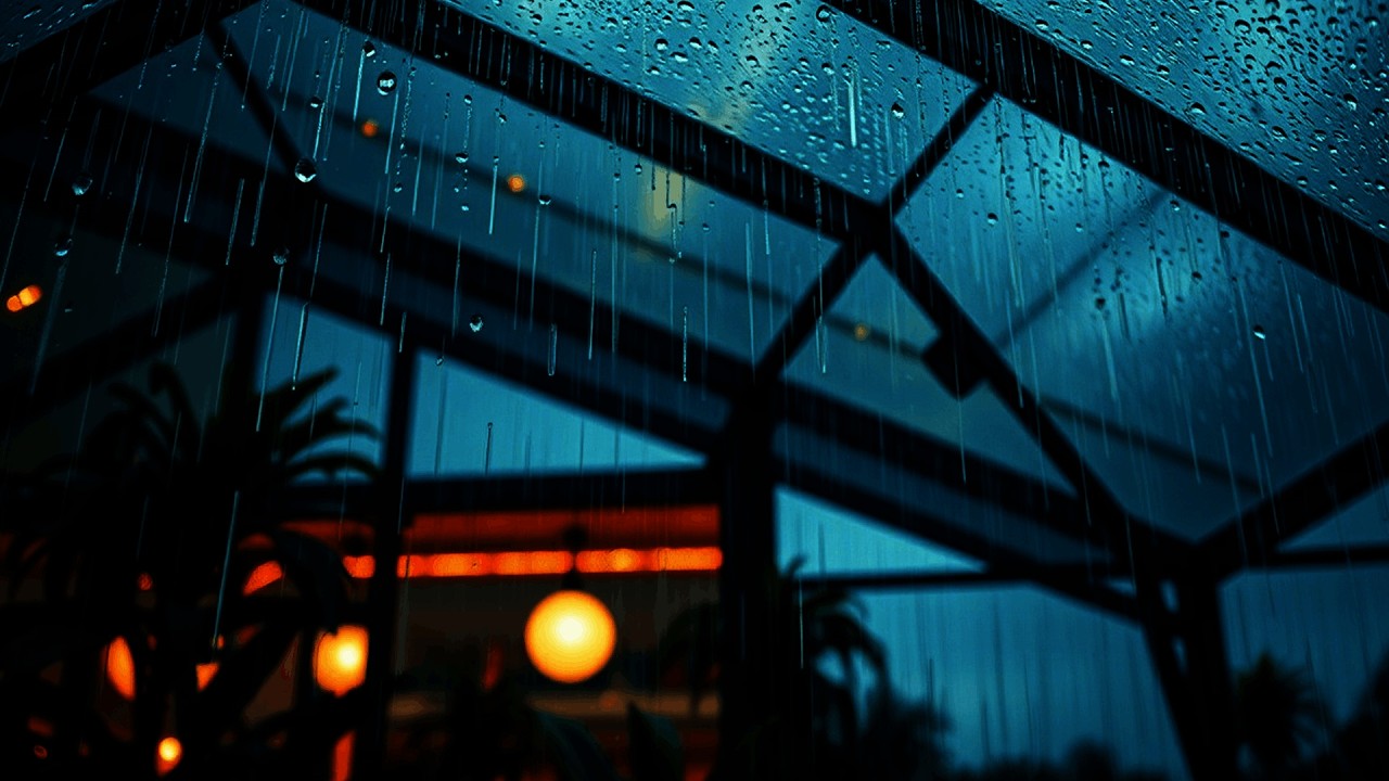 Walking in Heavy Thunderstorm ⛈️ Rain on Umbrella Night Walk