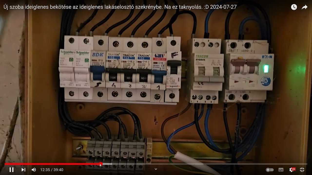 Új szoba ideiglenes bekötése az ideiglenes lakáselosztó szekrénybe. Na ez taknyolás. :D  2024-07-27