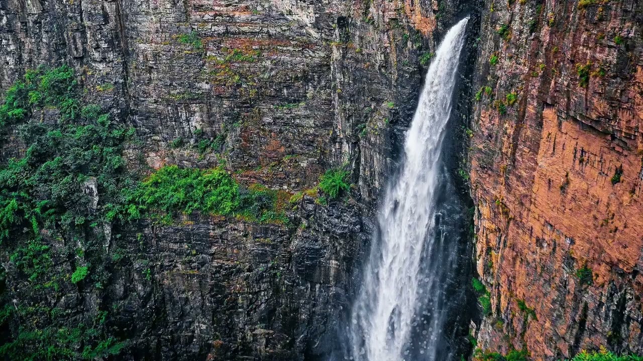 5 Hours of Powerful Cliffside Waterfall White Noise | Sleep, Study & Relax